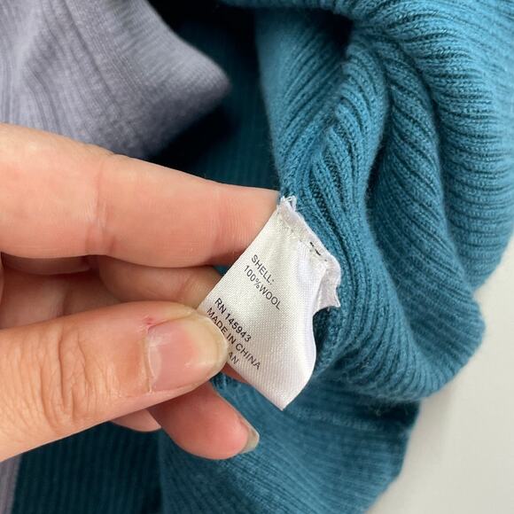 Busayo Dress Women Medium Purple Blue Ribbed‎ Sweater Knit Midi Button Wool - Picture 6 of 11